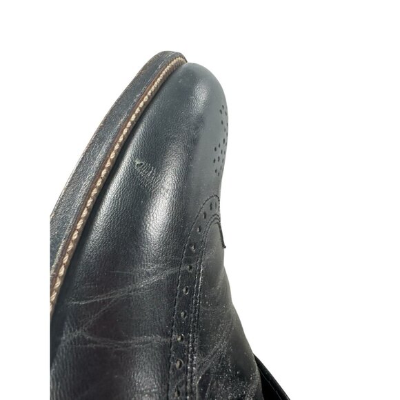 Stacy Adams Vintage Mens Black Size 10D Leather 1980\'s Wingtip Dress Shoes